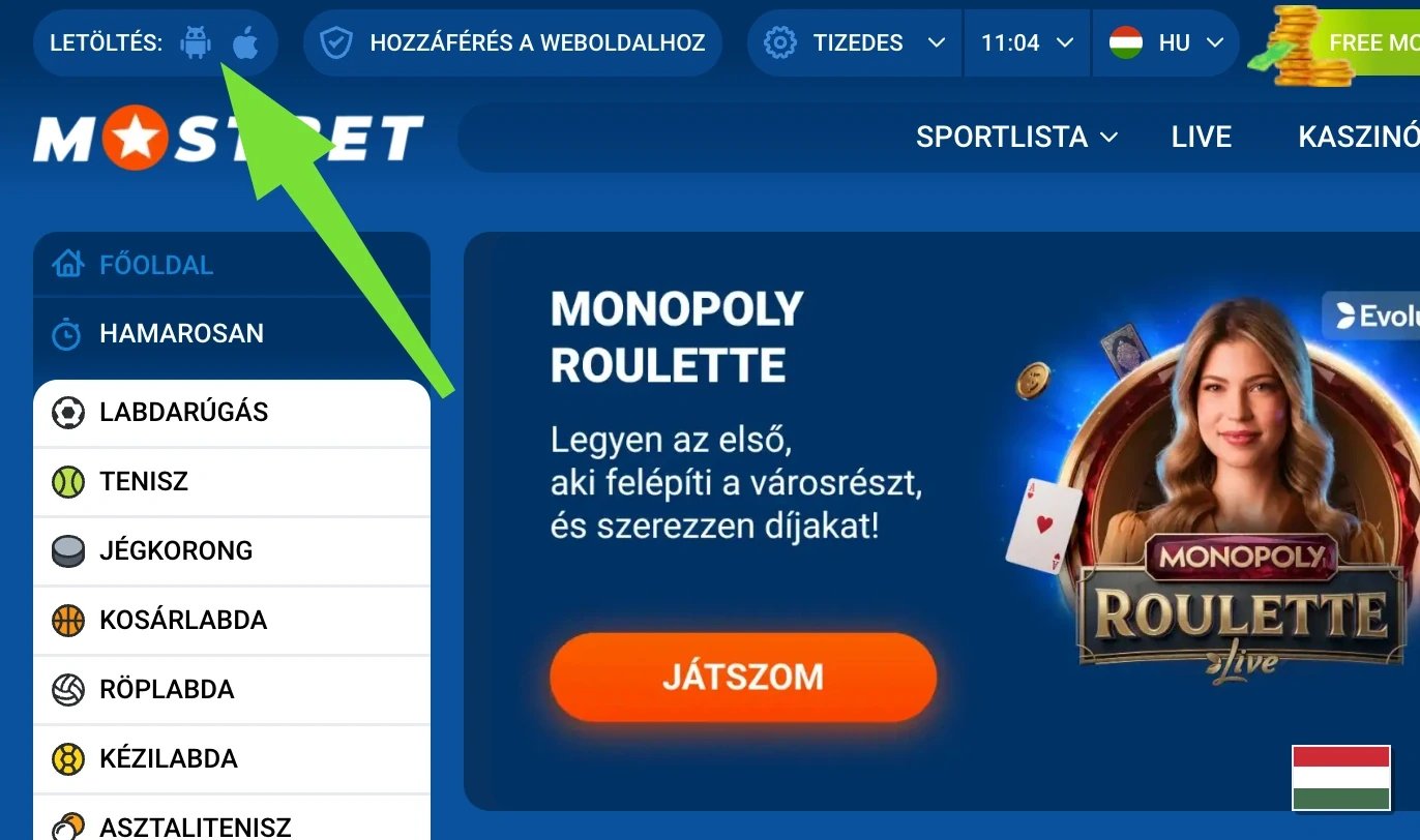 Mostbet app letöltési gomb a kezdőlapon Mostbet app letöltési gomb a kezdőlapon